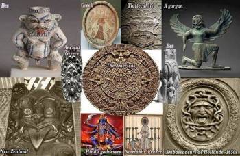 Древние божества, показывающие язык