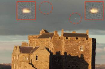 Очевидец зафиксировал светящиеся объекты над замком в Шотландии