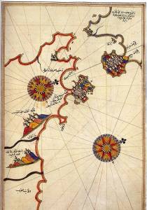 Историческая карта пролива Гибралтар, составленная Пири Рейсом
