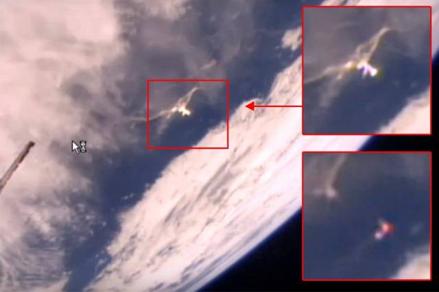 Камера МКС зафиксировала выход НЛО из атмосферы Земли