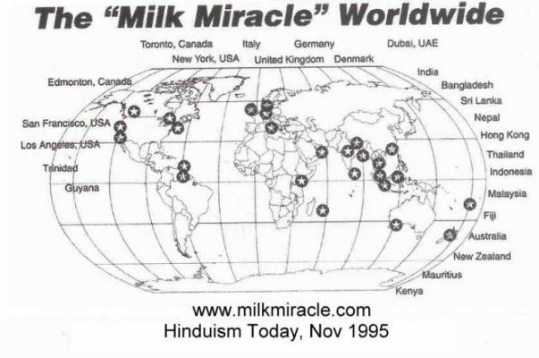 "Молочное чудо": Как в 1995 году статуи индуистских богов пили молоко